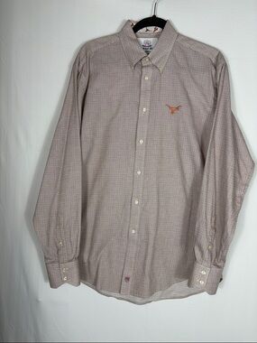 Longhorns Orange Plaid Button-Down Mens Shirt